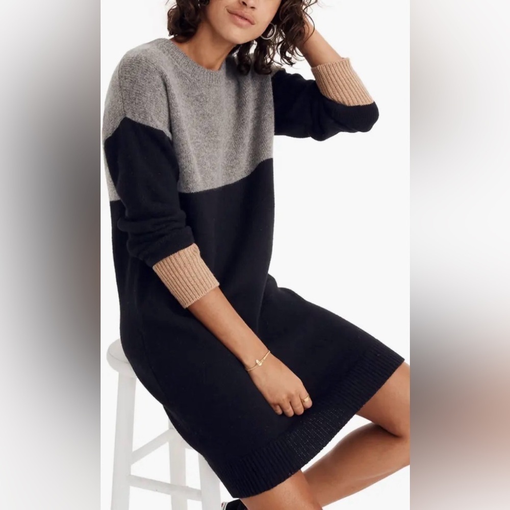 Madewell Colorblock Merino Wool Sweater Dress